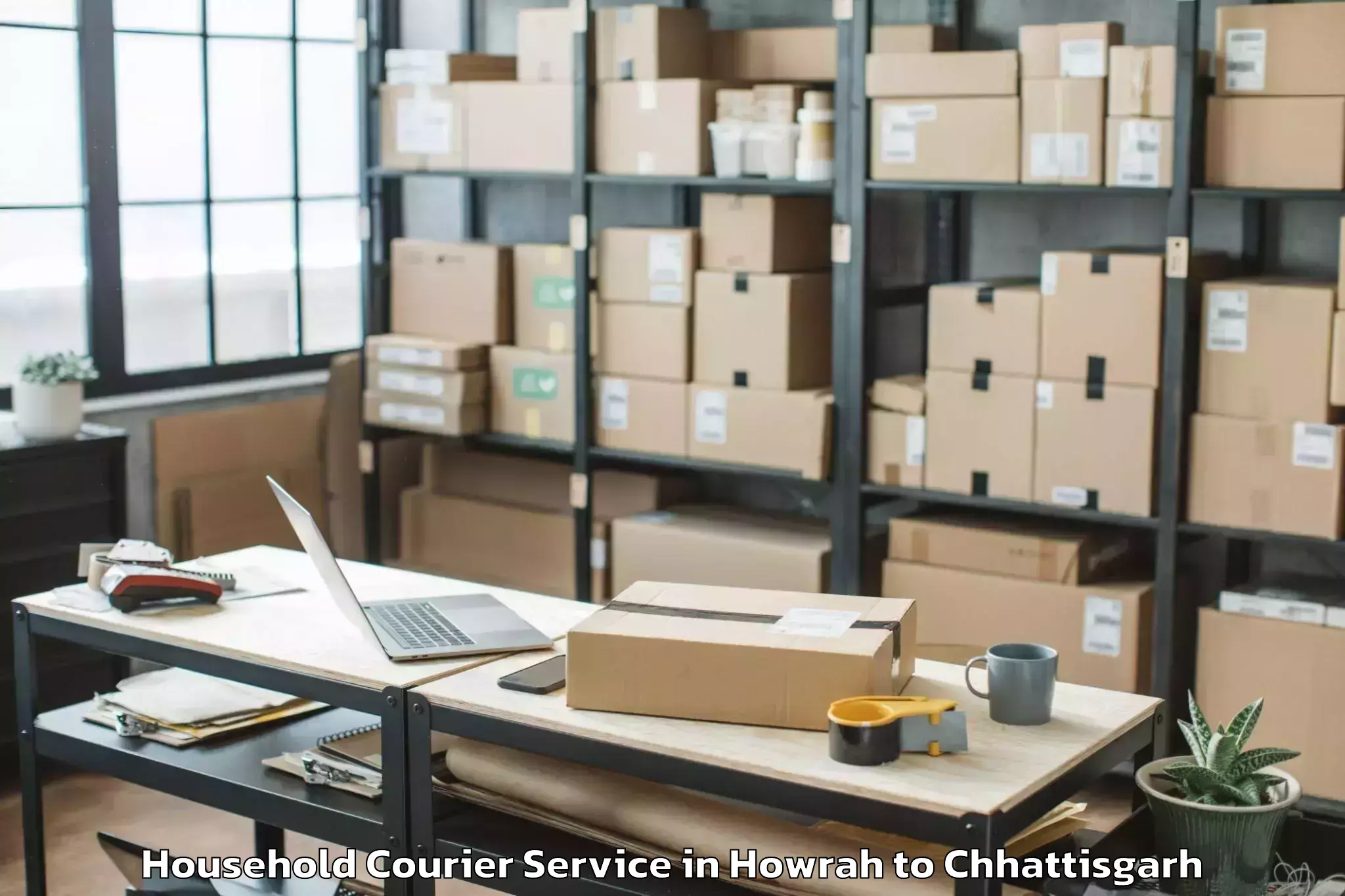 Reliable Howrah to Pithora Household Courier